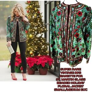 SUPER RARE 80'S VTG. JEANETTE FOR ST. MARTEN BEADED PARTY FORMAL JACKET S/M‎